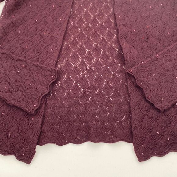 Iceberg Made In Italy 100% Wool Pointelle Cardigan Lightweight Beaded Open Front - Picture 5 of 12